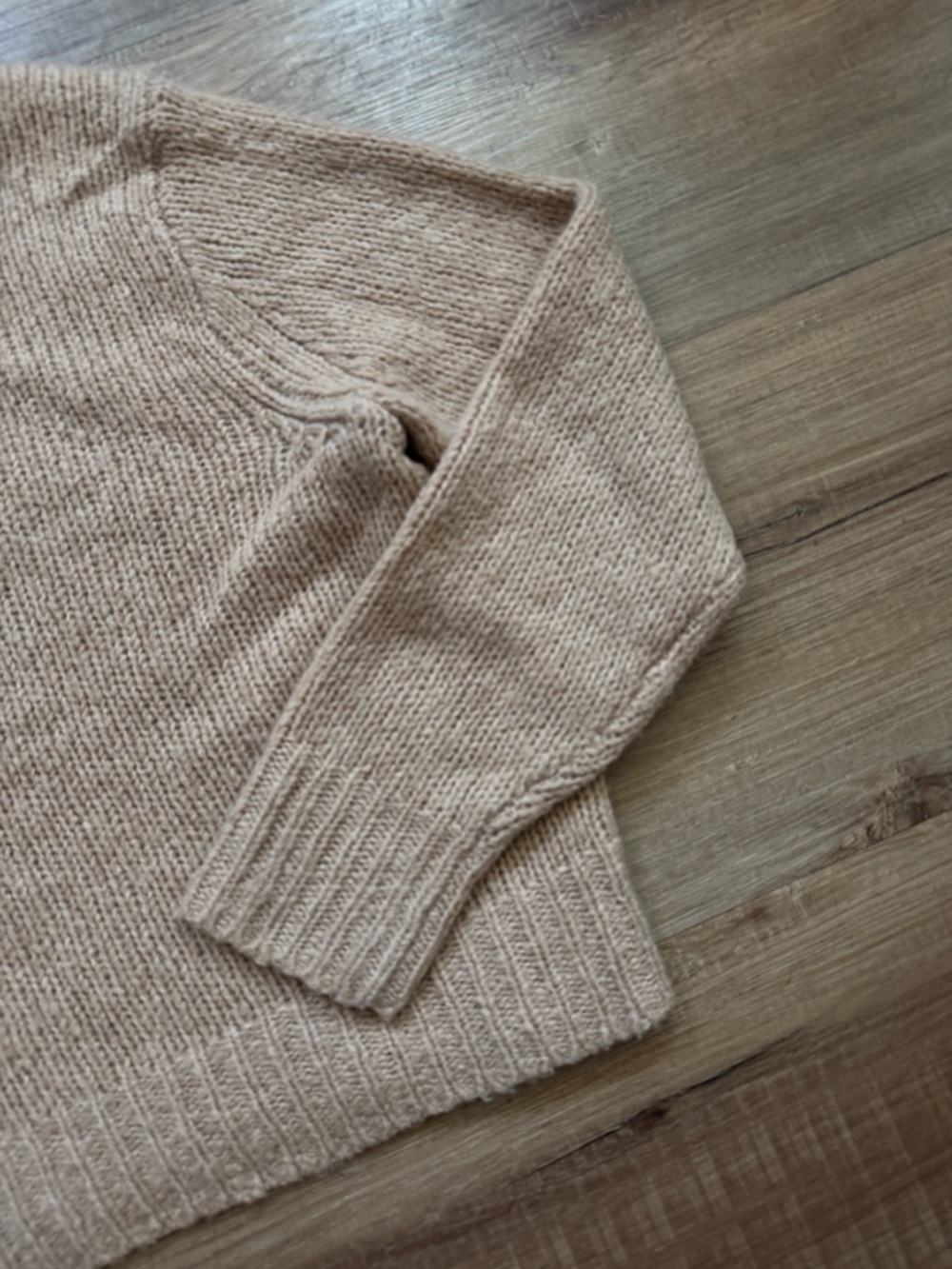 Alex Mill Wool & Cashmere Frank Henley Sweater Tan Cropped Collared Knit Size S - Picture 5 of 6